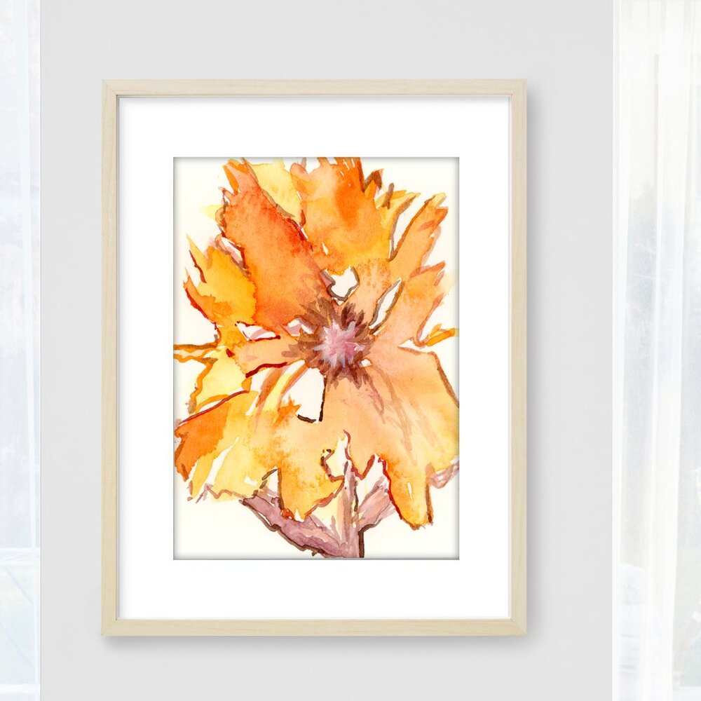 Sunflower Watercolor - Original Art Unmatted ACEO or ATC watercolor